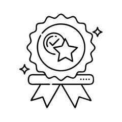 success badge icon, success badge line art - simple line art of success badge, perfect for success badge logos and icons