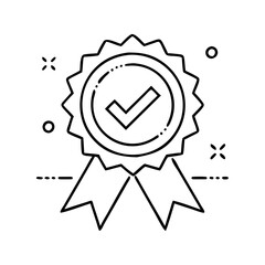 success badge icon, success badge line art - simple line art of success badge, perfect for success badge logos and icons
