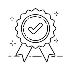 success badge icon, success badge line art - simple line art of success badge, perfect for success badge logos and icons