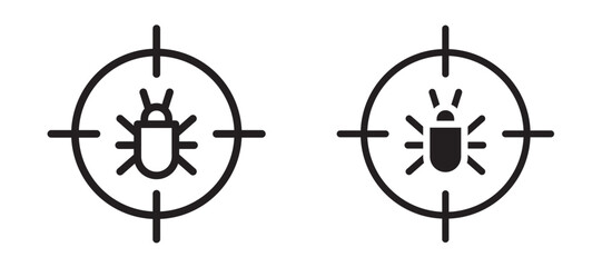 Debug icon In Flat and stroke Style Vector For App, UI, Websites. Black Vector Illustration.