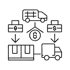 supply chain icon, supply chain line art - simple line art of supply chain, perfect for supply chain logos and icons