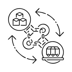 supply chain icon, supply chain line art - simple line art of supply chain, perfect for supply chain logos and icons