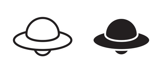 UFO icon In Flat and stroke Style Vector For App, UI, Websites. Black Vector Illustration.