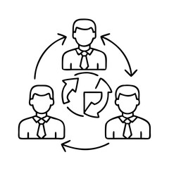 team collaboration icon, team collaboration line art - simple line art of team collaboration, perfect for team collaboration logos and icons