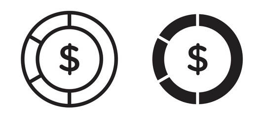 Asset allocation icon In Flat and stroke Style Vector For App, UI, Websites. Black Vector Illustration.