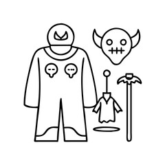 themed costume icon, themed costume line art - simple line art of themed costume, perfect for themed costume logos and icons