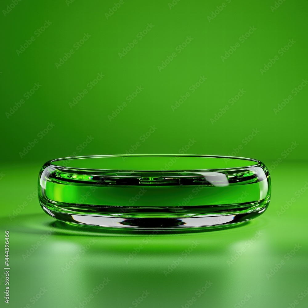 Poster unique and striking green glass displayed on a soft surface highlighting its artistic design