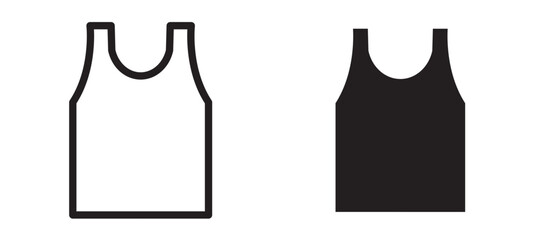 Sleeveless shirt icon In Flat and stroke Style Vector For App, UI, Websites. Black Vector Illustration.