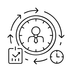 time management icon, time management line art - simple line art of time management, perfect for time management logos and icons