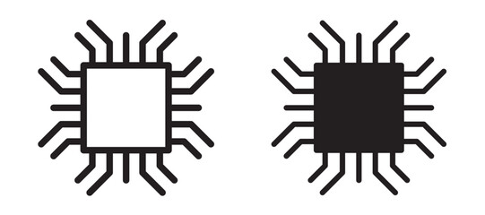 Chip icon In Flat and stroke Style Vector For App, UI, Websites. Black Vector Illustration.