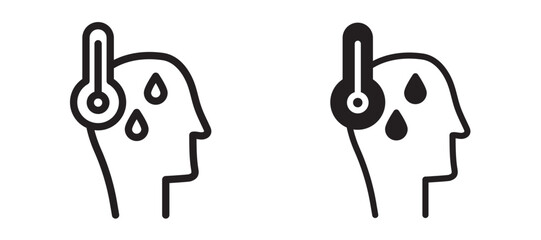 Fever icon In Flat and stroke Style Vector For App, UI, Websites. Black Vector Illustration.