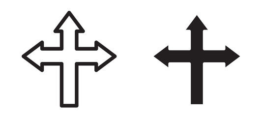 Fototapeta premium Three directions icon In Flat and stroke Style Vector For App, UI, Websites. Black Vector Illustration.