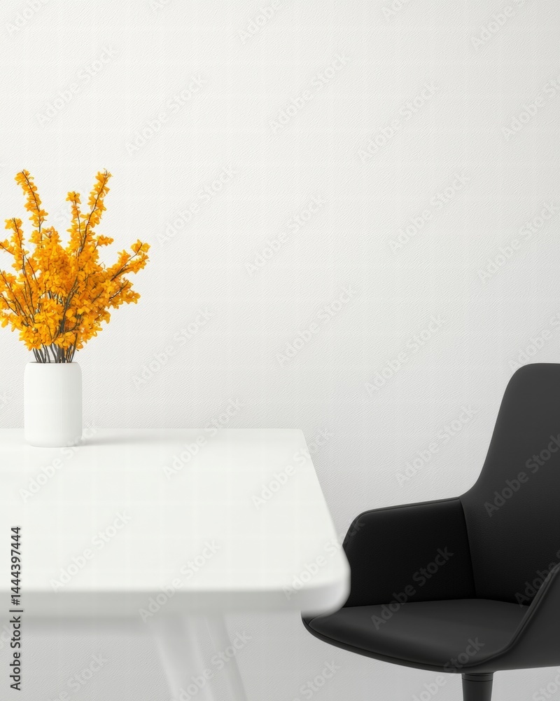 Poster beautiful vase of colorful flowers positioned on a stylish table creating an inviting atmosphere