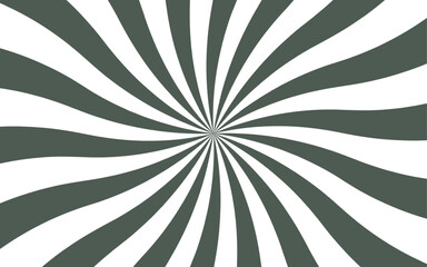 Abstract hypnotic radial spiral pattern and visual illusion of motion and depth. Dynamic sense of energy, reminiscent of retro posters or optical art. Sunburst background with pattern beam rays. 