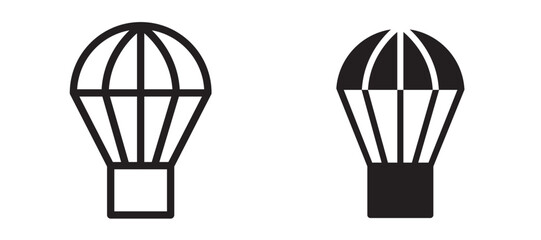 Parachute icon In Flat and stroke Style Vector For App, UI, Websites. Black Vector Illustration.