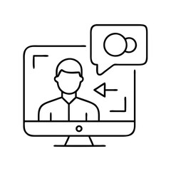 video call icon, video call line art - simple line art of video call, perfect for video call logos and icons