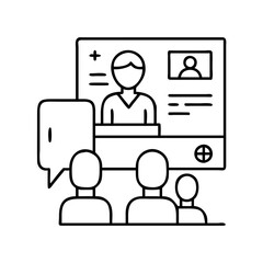 virtual classroom icon, virtual classroom line art - simple line art of virtual classroom, perfect for virtual classroom logos and icons