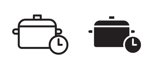 Cooking time icon In Flat and stroke Style Vector For App, UI, Websites. Black Vector Illustration.