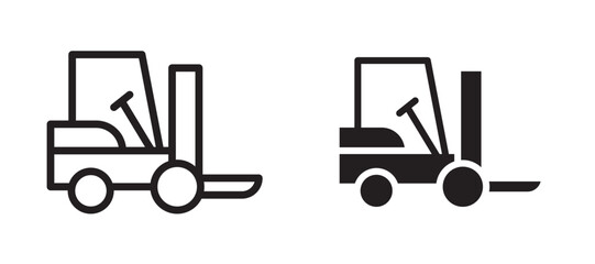 Forklift icon In Flat and stroke Style Vector For App, UI, Websites. Black Vector Illustration.