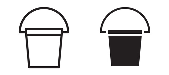Water bucket icon In Flat and stroke Style Vector For App, UI, Websites. Black Vector Illustration.