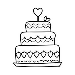 wedding cake icon, wedding cake line art - simple line art of wedding cake, perfect for wedding cake logos and icons