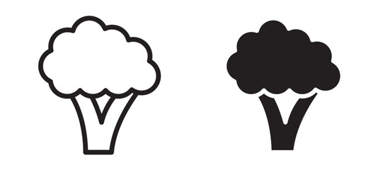 Broccoli icon In Flat and stroke Style Vector For App, UI, Websites. Black Vector Illustration.