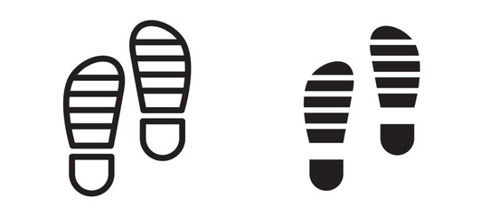 Shoe print icon In Flat and stroke Style Vector For App, UI, Websites. Black Vector Illustration.