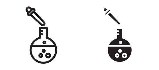 Chemical test icon In Flat and stroke Style Vector For App, UI, Websites. Black Vector Illustration.