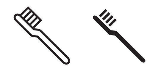 Toothbrush icon In Flat and stroke Style Vector For App, UI, Websites. Black Vector Illustration.