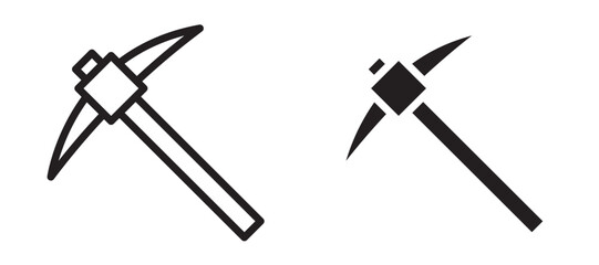 Pick axe icon In Flat and stroke Style Vector For App, UI, Websites. Black Vector Illustration.