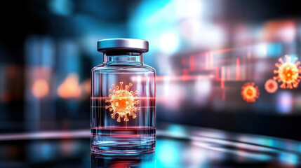 Covid-19 vaccine development global health digital art laboratory setting close-up view scientific innovation