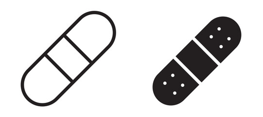 Band aid icon In Flat and stroke Style Vector For App, UI, Websites. Black Vector Illustration.