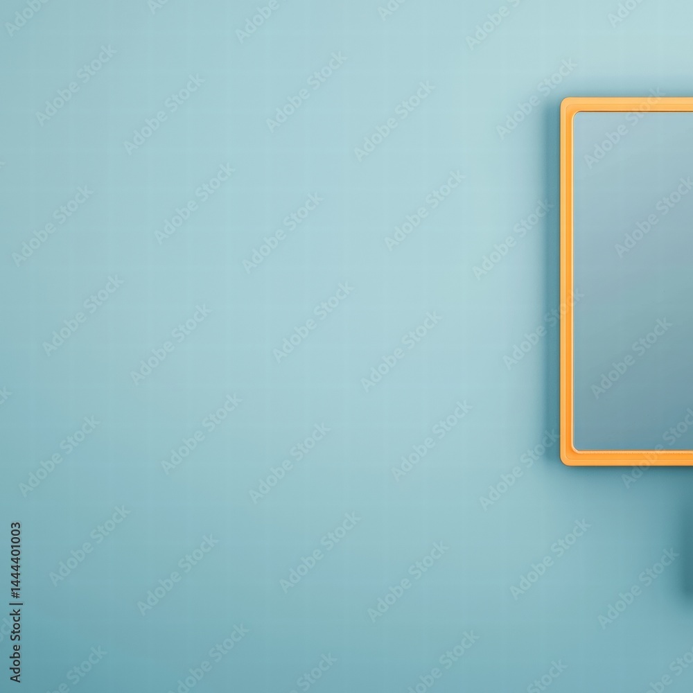 Poster a stylish wall-mounted mirror reflecting light and creating an illusion of space in a room setting