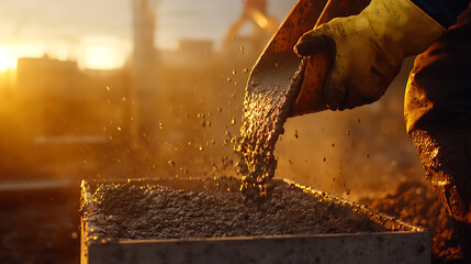 Concrete Pouring at Construction Site