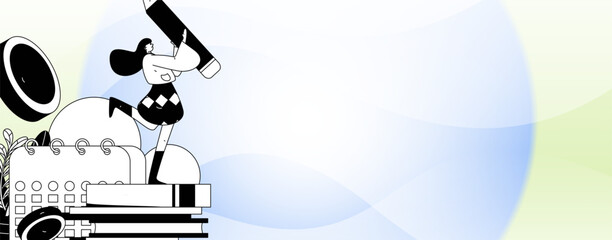 Check-in character flat vector concept operation hand-drawn illustration
