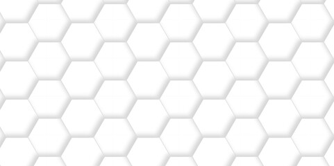 Abstract emboss white Hexagonal Background. Luxury White Pattern. Vector Futuristic minimal honeycomb mosaic white background. geometric mesh cell texture. modern futuristic wallpaper.