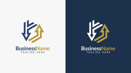Modern logo design with letter b and arrow icon bar candlestick for trading, investment, finance, statistic, accounting or marketing business