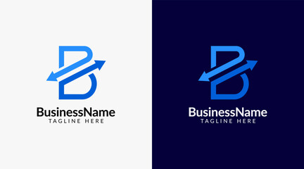 Modern logo design with letter b and arrow icon bar candlestick for trading, investment, finance, statistic, accounting or marketing business