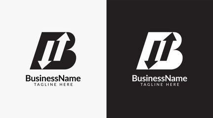 Modern logo design with letter b and arrow icon bar candlestick for trading, investment, finance, statistic, accounting or marketing business
