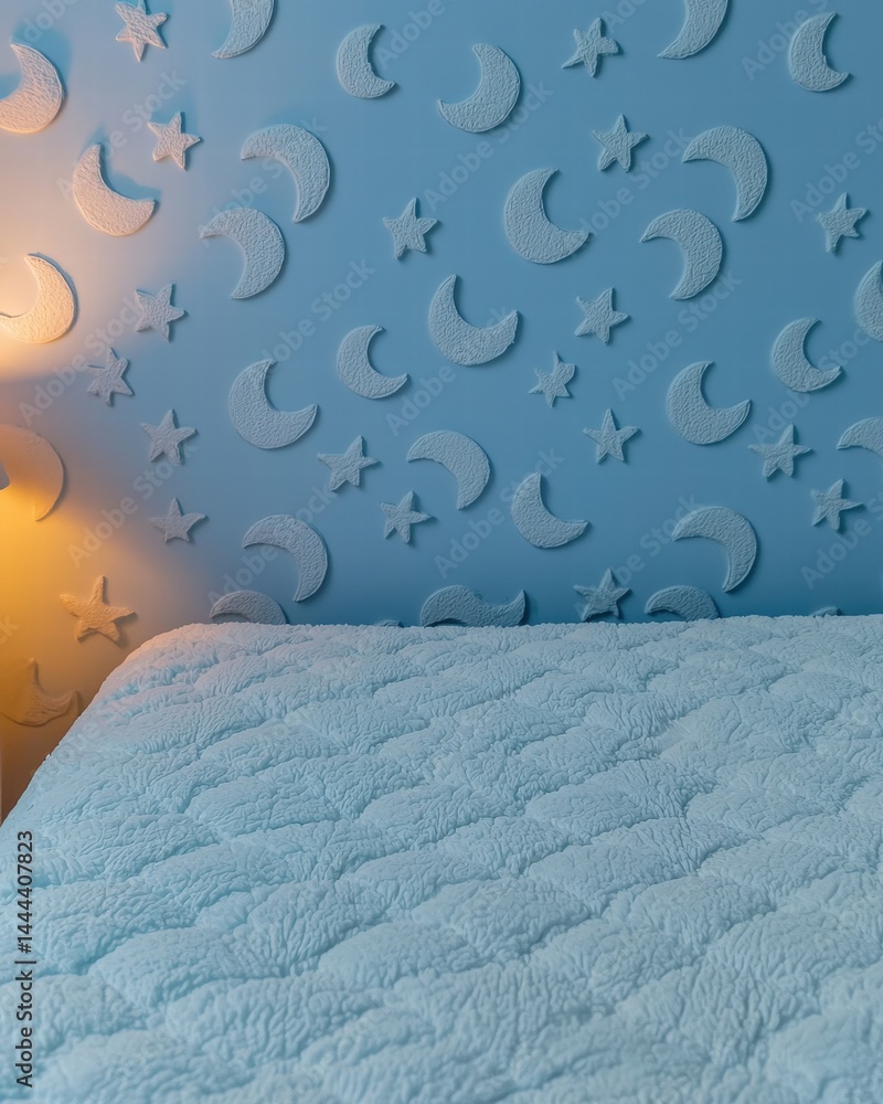 Poster inviting bed with a soft night light creating a tranquil atmosphere for restful sleep and relaxation