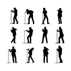 Naklejka premium Microphone Singer Silhouette Illustration