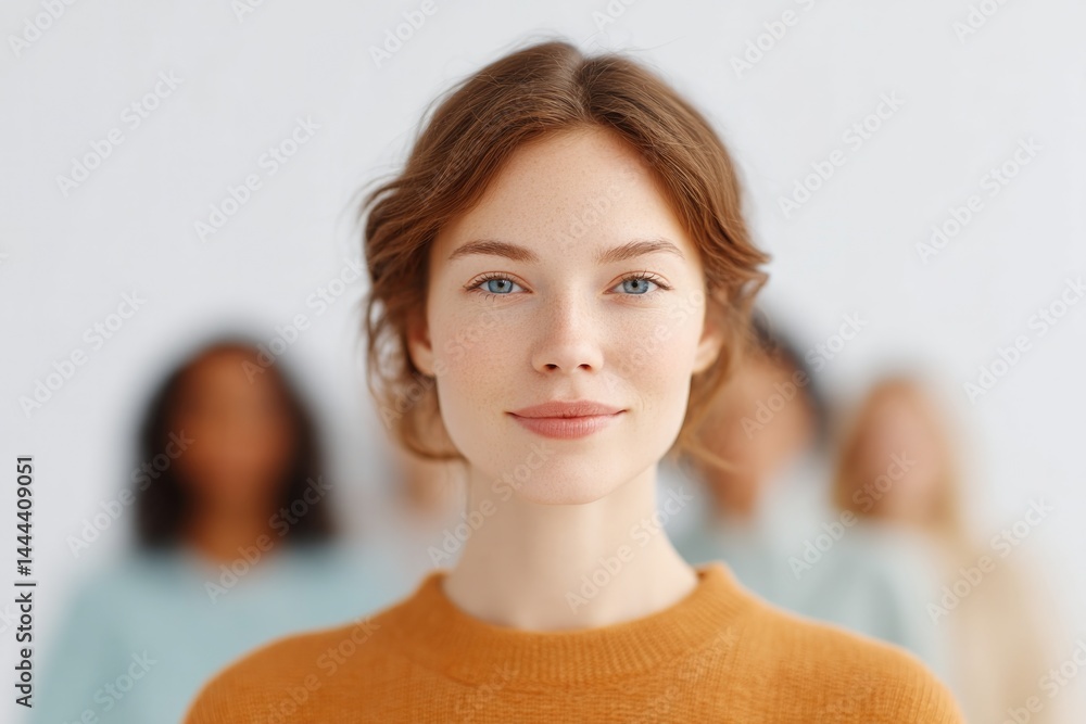 Aufkleber capture minimalistic portrait featuring diverse group of people of varying races and ages with softl