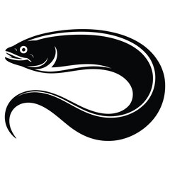 Eel silhouette vector illustration white background