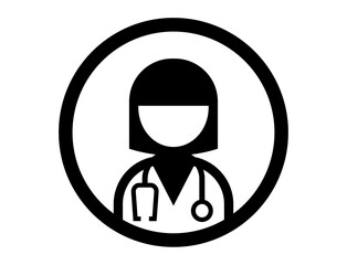 医師ドクターの丸いシンプルなモノクロイラストアイコン