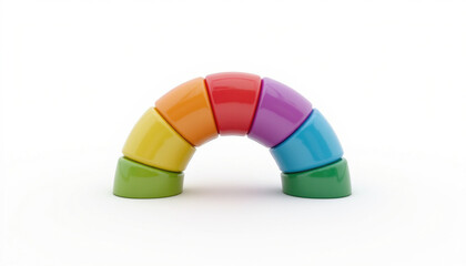 Stacking toy in arch shape, designed for children play and development, featuring vibrant segments in various hues
