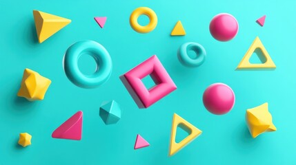 Vibrant geometric shapes in a playful color scheme.