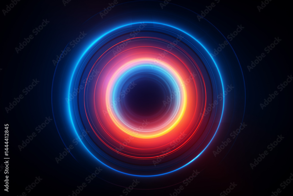 Poster a glowing circle gradient with a radial blur effect, creating a sense of motion and energy