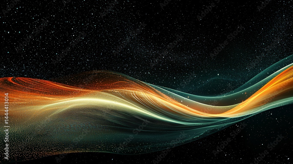 Poster dynamic wave of orange and yellow blending harmoniously to create an energetic display of celestial 