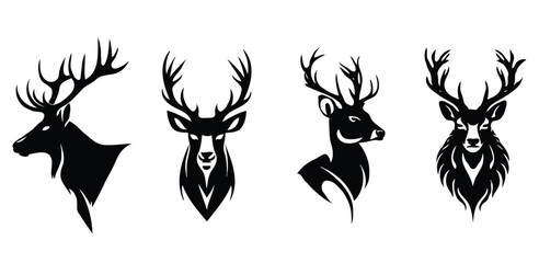 Set of deer head silhouette