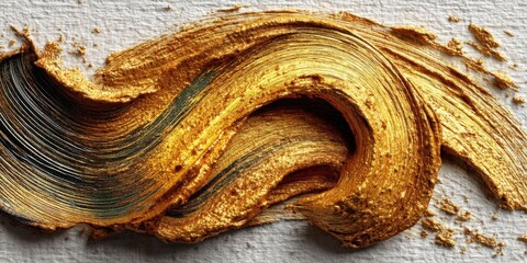 Luxurious Abstract Gold Brush Strokes on White Background